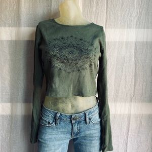 Kendall & Kylie Long Sleeve Lace Up Back Top
